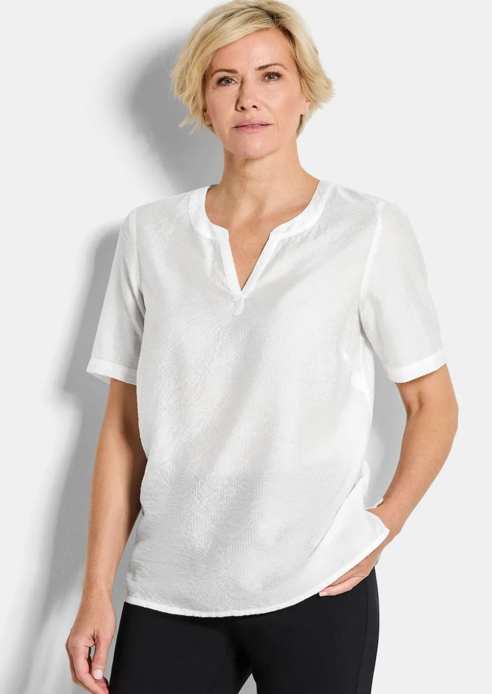 Pflegeleichte Bluse aus Seersucker