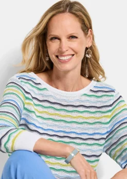 Pflegeleichter Strickpullover mit Wellenmuster