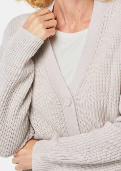 Pflegeleichte Strickjacke in hochwertiger Rippenstruktur