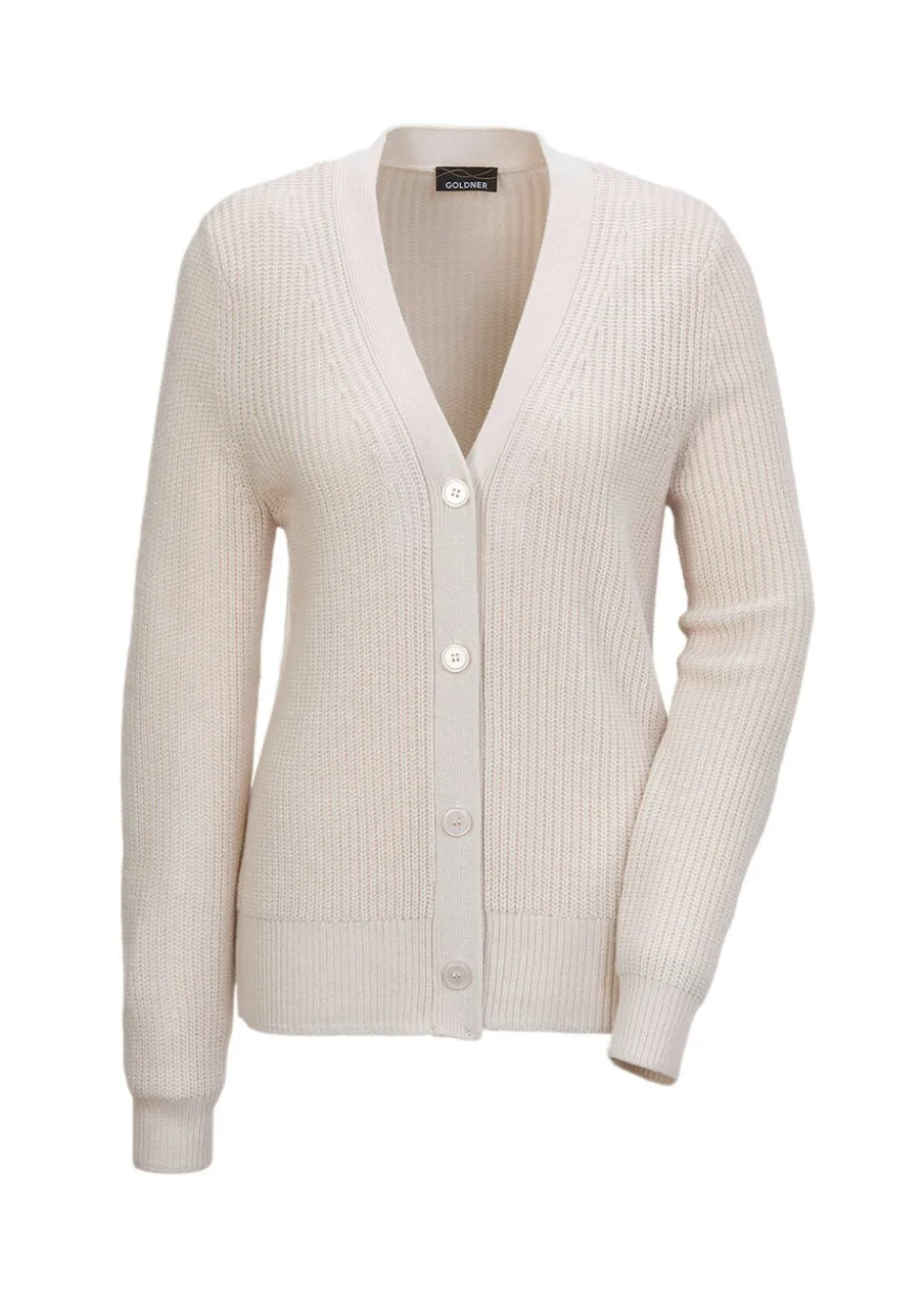 Pflegeleichte Strickjacke in hochwertiger Rippenstruktur