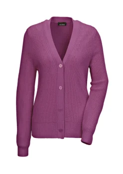 Pflegeleichte Strickjacke in hochwertiger Rippenstruktur