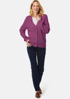 Pflegeleichte Strickjacke in hochwertiger Rippenstruktur