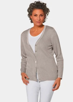Pflegeleichte Strickjacke in hochwertiger Rippenstruktur
