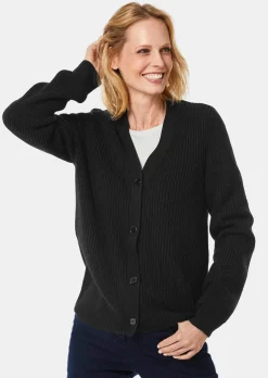 Pflegeleichte Strickjacke in hochwertiger Rippenstruktur