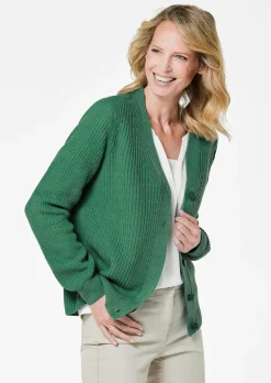 Pflegeleichte Strickjacke in hochwertiger Rippenstruktur