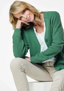 Pflegeleichte Strickjacke in hochwertiger Rippenstruktur