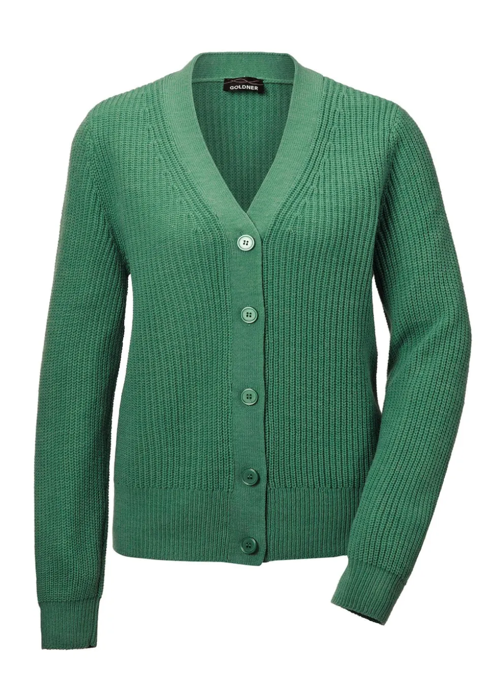 Pflegeleichte Strickjacke in hochwertiger Rippenstruktur