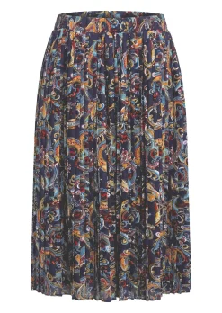 Plisseerock mit Paisley-Muster in Midi-Länge