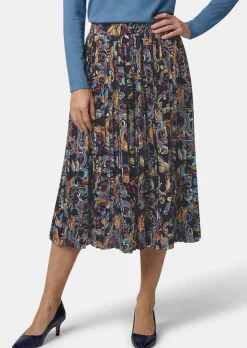 Plisseerock mit Paisley-Muster in Midi-Länge