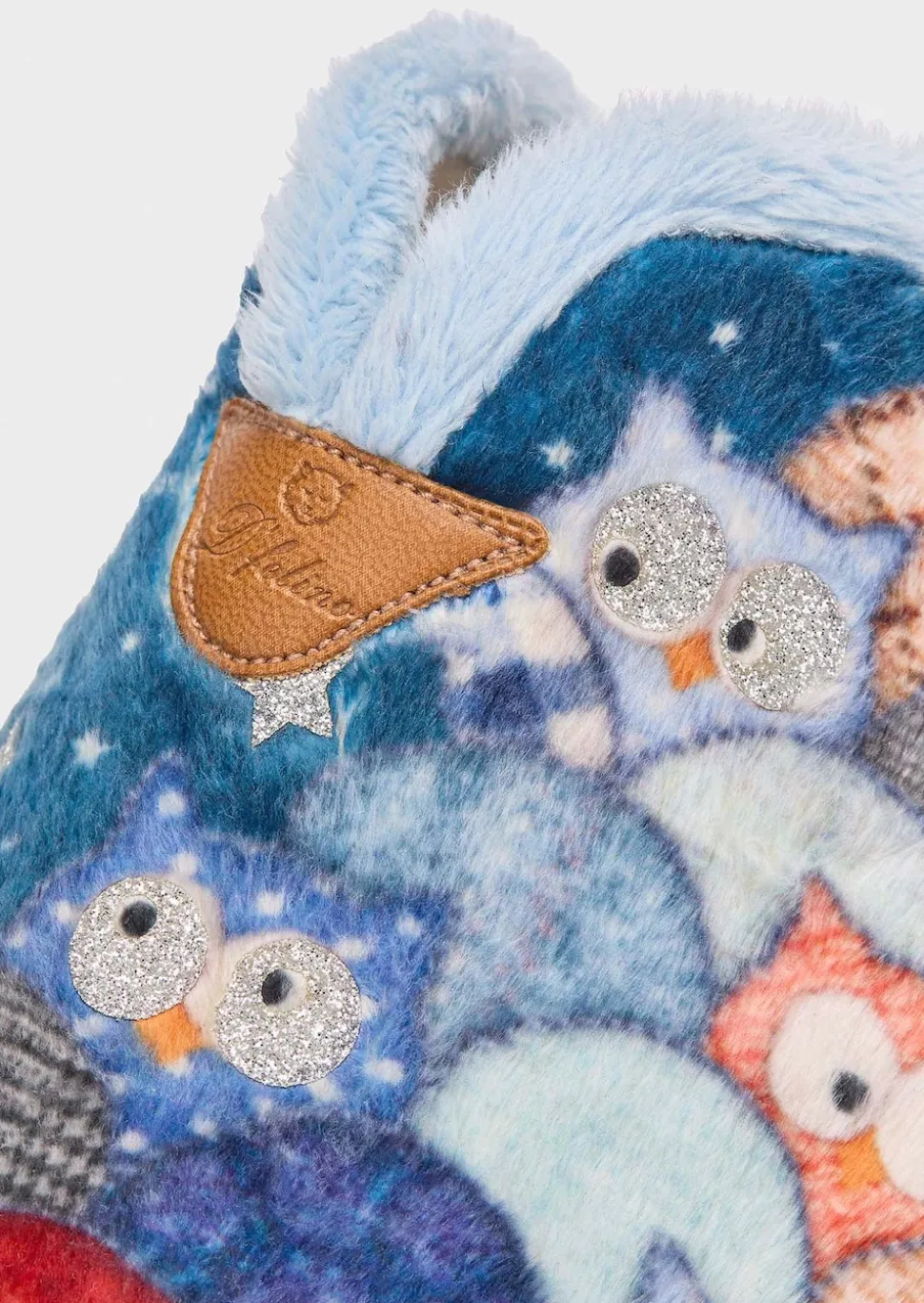 Plüsch-Pantoffeln mit Eulenmotiv