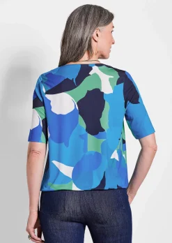 Printshirt mit Wasserfallausschnitt