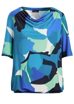 Printshirt mit Wasserfallausschnitt