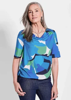 Printshirt mit Wasserfallausschnitt