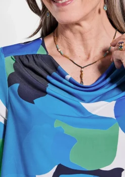 Printshirt mit Wasserfallausschnitt