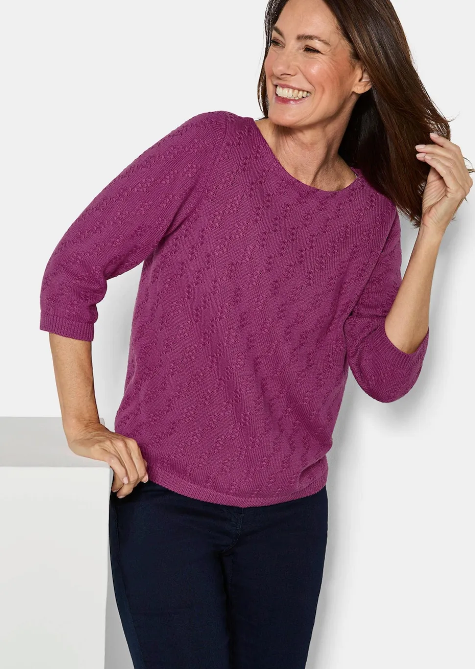 Pullover aus Baumwolle mit 3/4-Ärmeln
