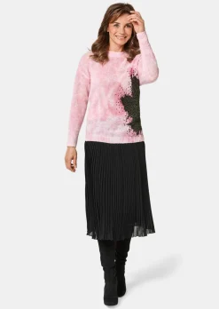 Pullover mit femininem Druck und Pailletten