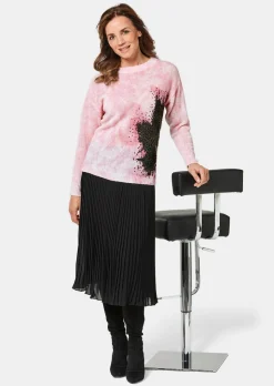 Pullover mit femininem Druck und Pailletten