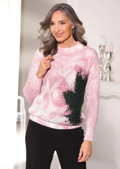 Pullover mit femininem Druck und Pailletten