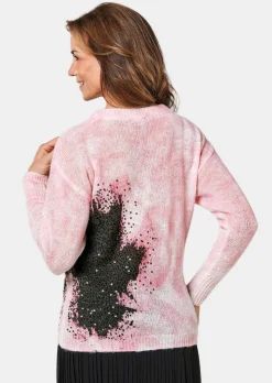 Pullover mit femininem Druck und Pailletten