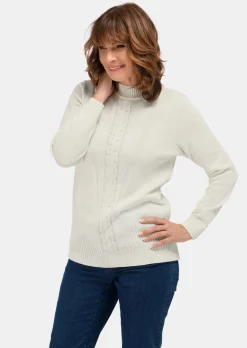 Pullover mit streckendem Zopfmuster