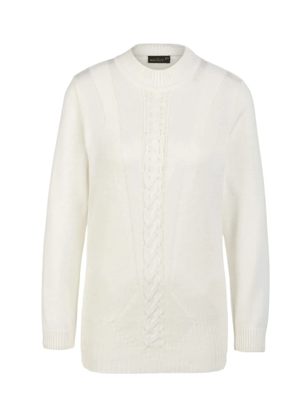 Pullover mit streckendem Zopfmuster