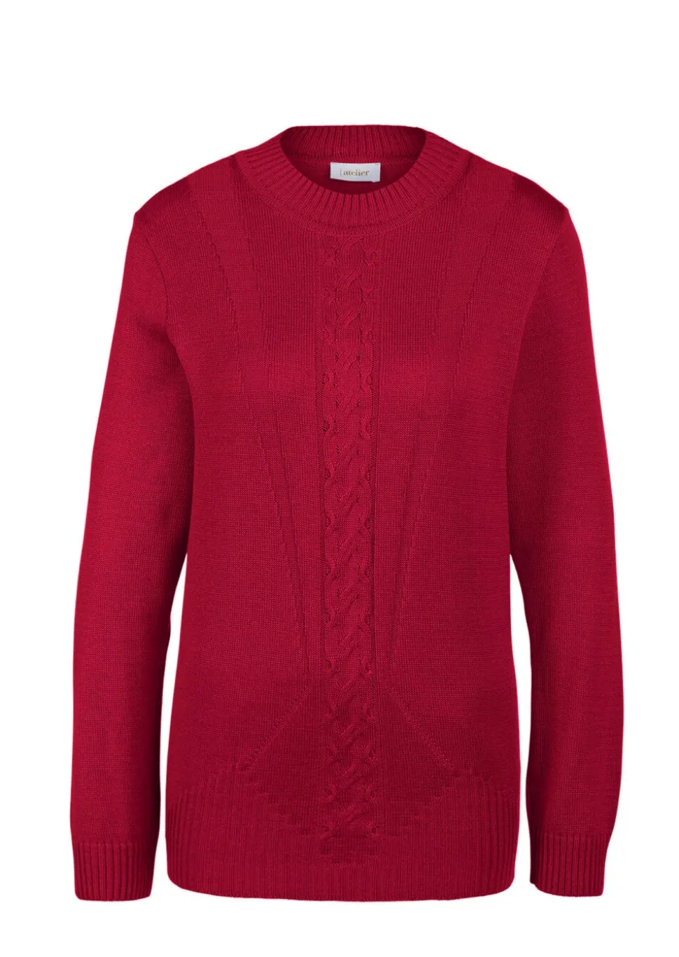 Pullover mit streckendem Zopfmuster