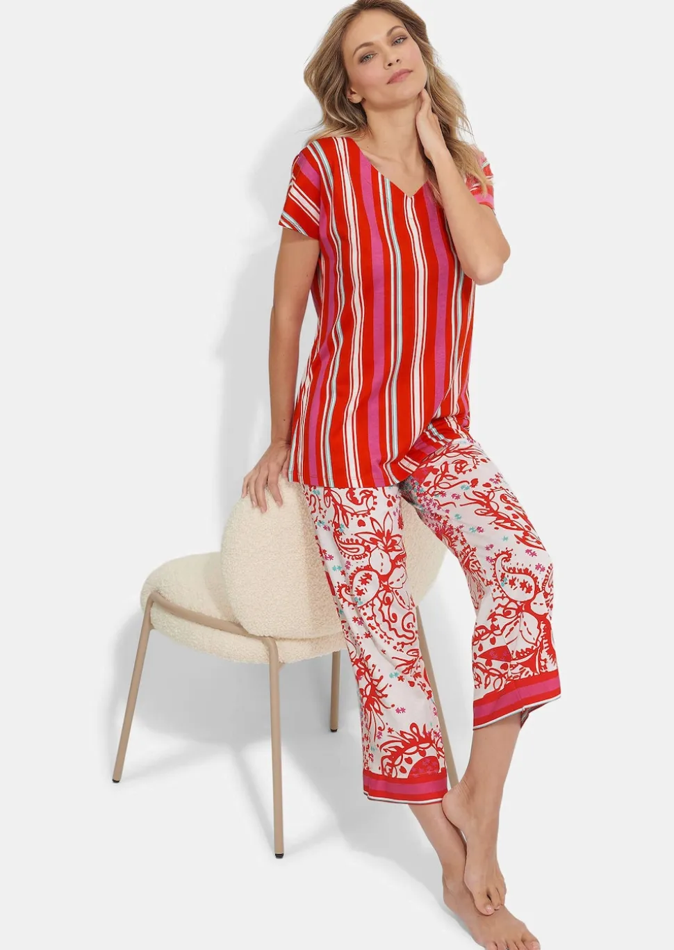 Pyjama aus Baumwoll-Jersey mit Modal