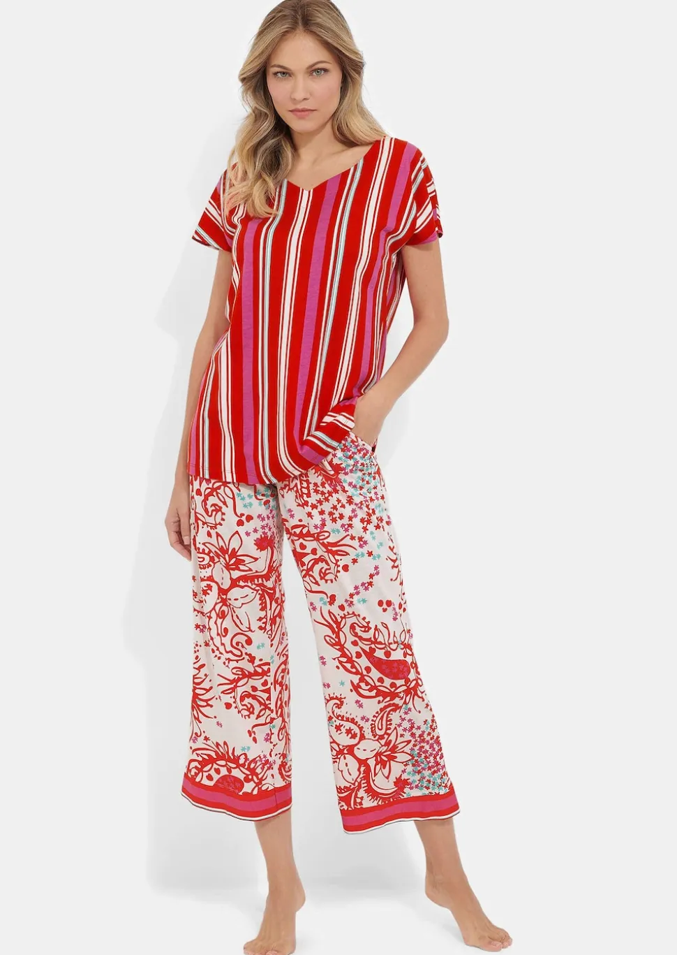 Pyjama aus Baumwoll-Jersey mit Modal