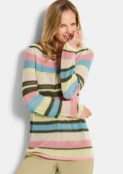 Ringelpullover mit Lochmuster