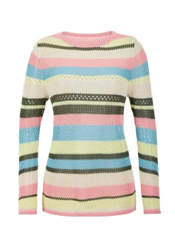 Ringelpullover mit Lochmuster