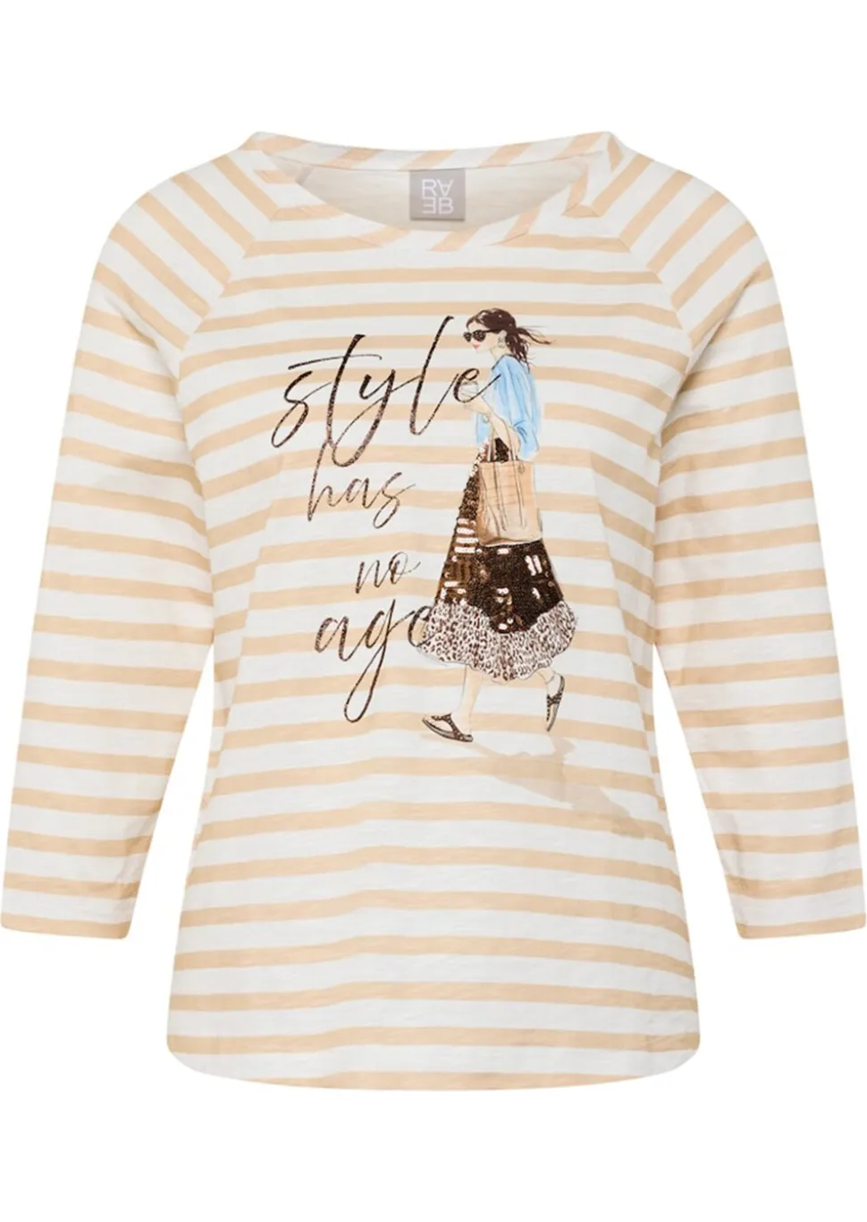 Ringelshirt aus Baumwolle mit Motivdruck