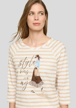 Ringelshirt aus Baumwolle mit Motivdruck