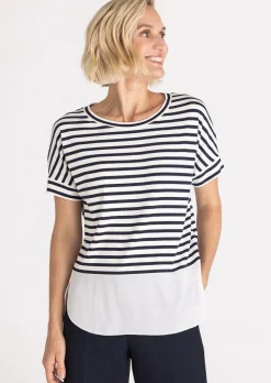 Ringelshirt mit angeschnittenem Saum