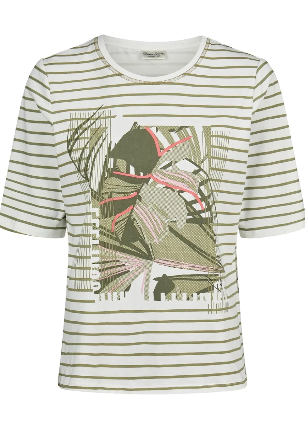 Ringelshirt mit grafischem Frontprint