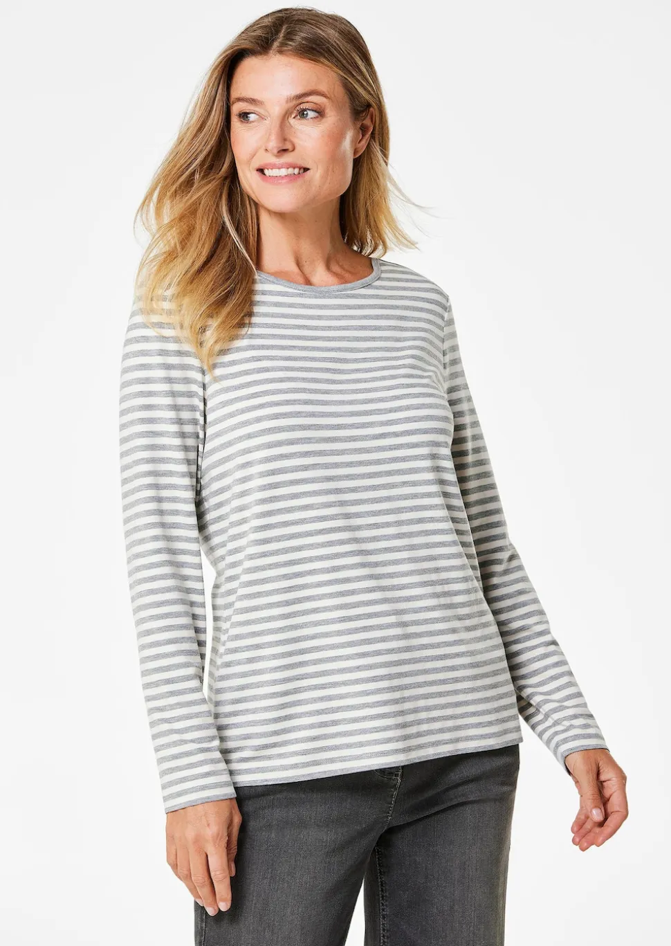 Ringelshirt mit U-Boot-Ausschnitt
