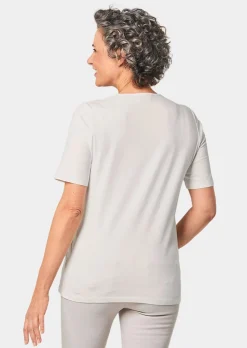 Rundhalsshirt mit Häkelspitze