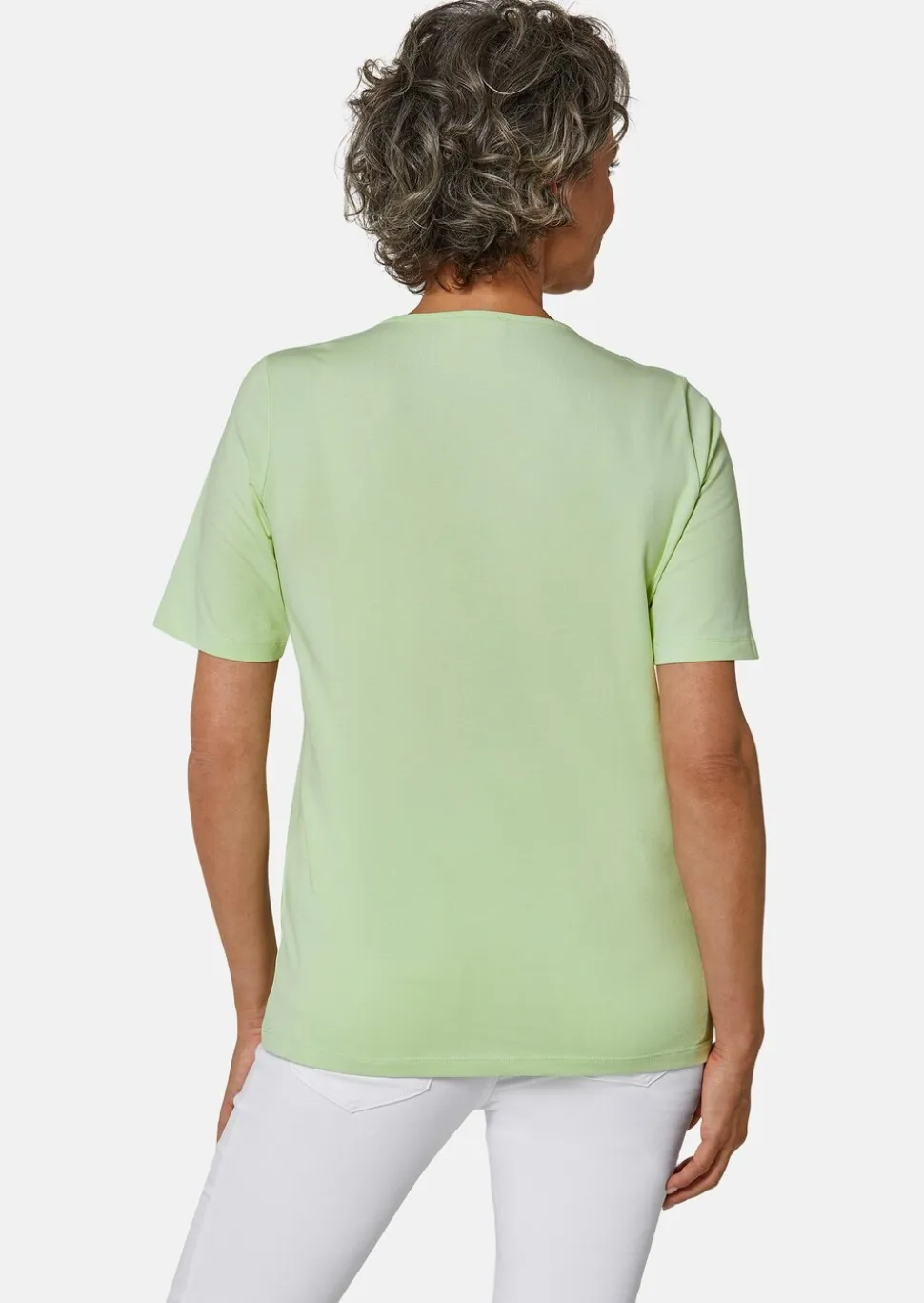 Rundhalsshirt mit Häkelspitze