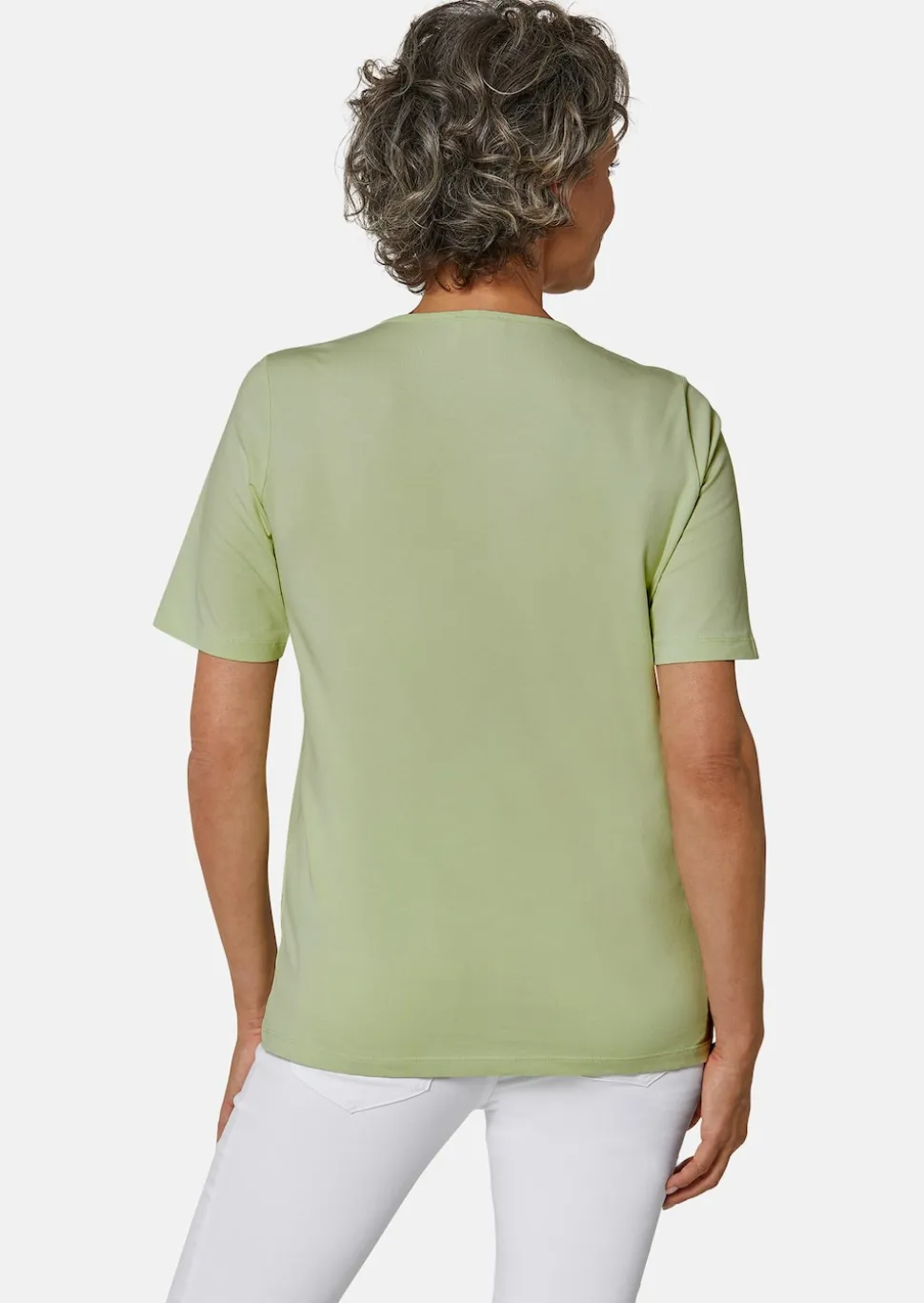 Rundhalsshirt mit Häkelspitze
