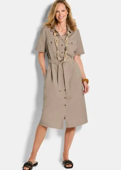 Safarikleid aus Baumwolle und Leinen