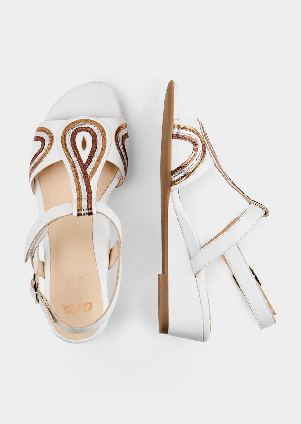 Sandalen aus Leder mit Keilabsatz