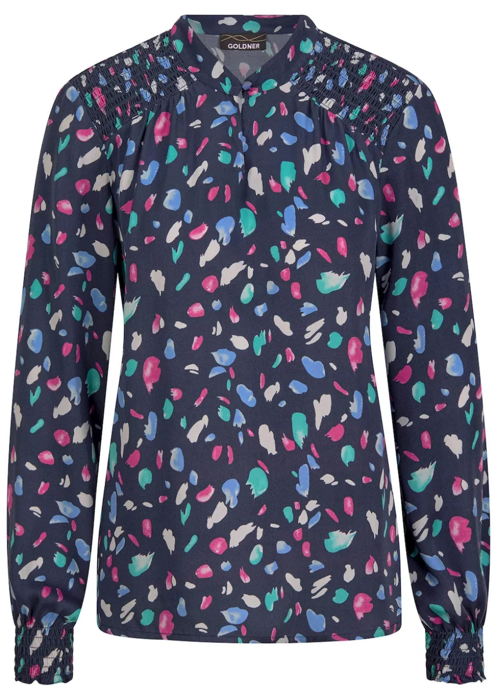 Satin-Bluse mit Smok-Details