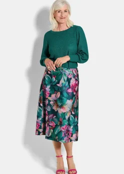Satinrock mit Blumenmuster