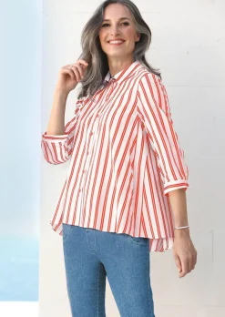 Schlichte Baumwoll-Bluse mit 3/4-Arm
