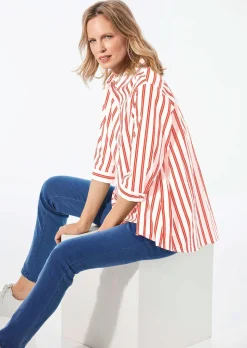 Schlichte Baumwoll-Bluse mit 3/4-Arm