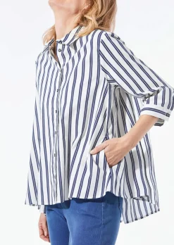 Schlichte Baumwoll-Bluse mit 3/4-Arm