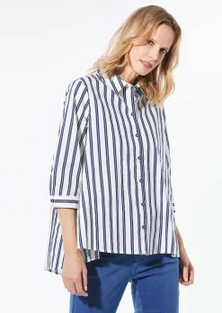 Schlichte Baumwoll-Bluse mit 3/4-Arm