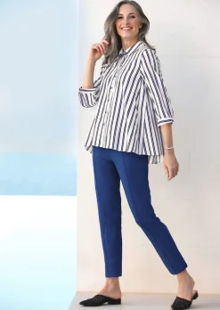 Schlichte Baumwoll-Bluse mit 3/4-Arm
