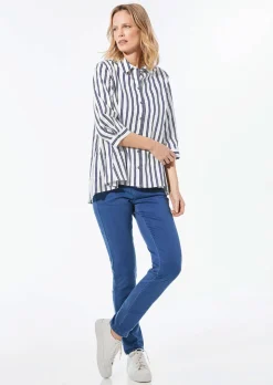 Schlichte Baumwoll-Bluse mit 3/4-Arm