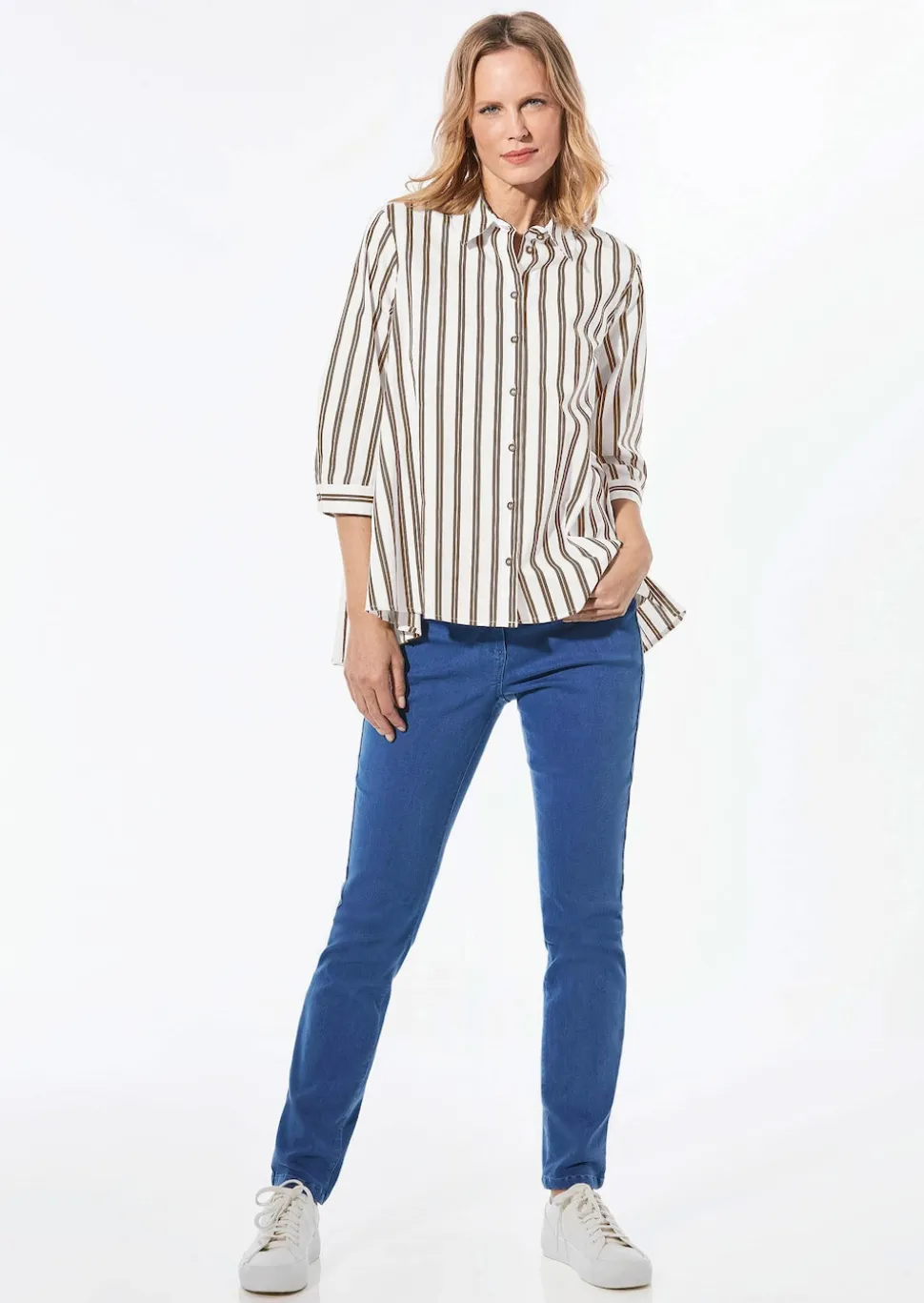 Schlichte Baumwoll-Bluse mit 3/4-Arm