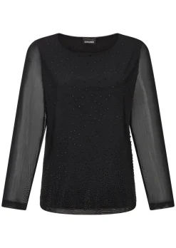 Shirt aus Mesh mit Glitzersteinen